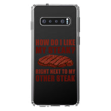 DistinctInk® Clear Shockproof Hybrid Case for Apple iPhone / Samsung Galaxy / Google Pixel - Like My Steak Next to My Other Steak
