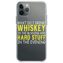 DistinctInk® Clear Shockproof Hybrid Case for Apple iPhone / Samsung Galaxy / Google Pixel - Whiskey in the Morning, Hard Stuff Evening