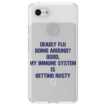 DistinctInk® Clear Shockproof Hybrid Case for Apple iPhone / Samsung Galaxy / Google Pixel - Deadly Flu?  Good, Immune System is Rusty
