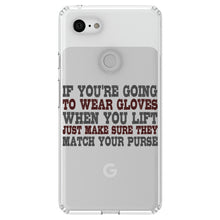 DistinctInk® Clear Shockproof Hybrid Case for Apple iPhone / Samsung Galaxy / Google Pixel - Wear Gloves When You Lift - Match Your Purse