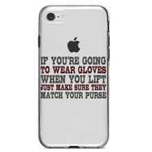 DistinctInk® Clear Shockproof Hybrid Case for Apple iPhone / Samsung Galaxy / Google Pixel - Wear Gloves When You Lift - Match Your Purse