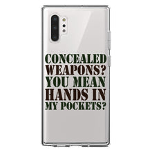 DistinctInk® Clear Shockproof Hybrid Case for Apple iPhone / Samsung Galaxy / Google Pixel - Concealed Weapons?  Hands in My Pockets?