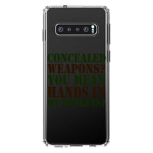 DistinctInk® Clear Shockproof Hybrid Case for Apple iPhone / Samsung Galaxy / Google Pixel - Concealed Weapons?  Hands in My Pockets?