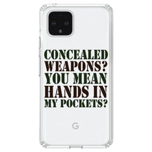DistinctInk® Clear Shockproof Hybrid Case for Apple iPhone / Samsung Galaxy / Google Pixel - Concealed Weapons?  Hands in My Pockets?