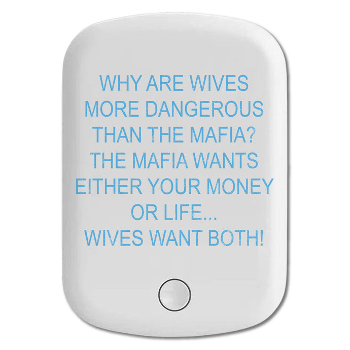DistinctInk Magnetic Battery Pack, Wireless Portable Charger with USB-C Cable, Compatible with MagSafe iPhone 14 / 13 / 12 Series - Wives More Dangerous Than Mafia?