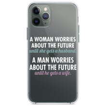 DistinctInk® Clear Shockproof Hybrid Case for Apple iPhone / Samsung Galaxy / Google Pixel - Worries About the Future Until Married