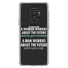 DistinctInk® Clear Shockproof Hybrid Case for Apple iPhone / Samsung Galaxy / Google Pixel - Worries About the Future Until Married