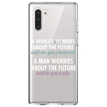 DistinctInk® Clear Shockproof Hybrid Case for Apple iPhone / Samsung Galaxy / Google Pixel - Worries About the Future Until Married