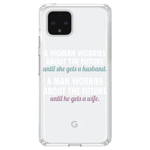 DistinctInk® Clear Shockproof Hybrid Case for Apple iPhone / Samsung Galaxy / Google Pixel - Worries About the Future Until Married