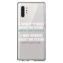 DistinctInk® Clear Shockproof Hybrid Case for Apple iPhone / Samsung Galaxy / Google Pixel - Worries About the Future Until Married