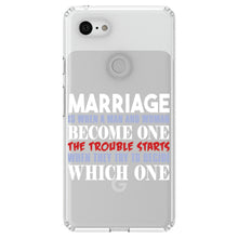 DistinctInk® Clear Shockproof Hybrid Case for Apple iPhone / Samsung Galaxy / Google Pixel - Marriage Trouble Starts
