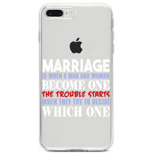 DistinctInk® Clear Shockproof Hybrid Case for Apple iPhone / Samsung Galaxy / Google Pixel - Marriage Trouble Starts