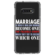 DistinctInk® Clear Shockproof Hybrid Case for Apple iPhone / Samsung Galaxy / Google Pixel - Marriage Trouble Starts