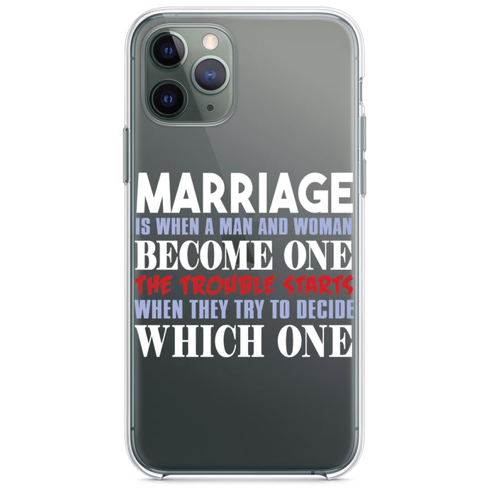 DistinctInk® Clear Shockproof Hybrid Case for Apple iPhone / Samsung Galaxy / Google Pixel - Marriage Trouble Starts