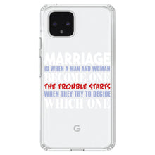 DistinctInk® Clear Shockproof Hybrid Case for Apple iPhone / Samsung Galaxy / Google Pixel - Marriage Trouble Starts