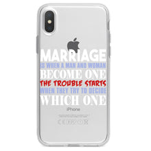 DistinctInk® Clear Shockproof Hybrid Case for Apple iPhone / Samsung Galaxy / Google Pixel - Marriage Trouble Starts