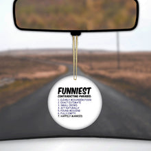 DistinctInk® Hanging Ceramic Christmas Tree Ornament with Gold String - Great Gift / Present - 2 3/4 inch Diameter - Funniest Contradicting Phrases - Married