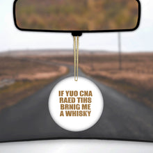 DistinctInk® Hanging Ceramic Christmas Tree Ornament with Gold String - Great Gift / Present - 2 3/4 inch Diameter - If You Can Read This Brink Me a Whiskey