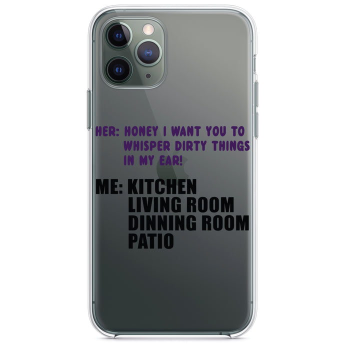 DistinctInk® Clear Shockproof Hybrid Case for Apple iPhone / Samsung Galaxy / Google Pixel - Whisper Dirty Things In My Ear Marriage