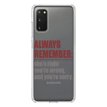 DistinctInk® Clear Shockproof Hybrid Case for Apple iPhone / Samsung Galaxy / Google Pixel - Remember: She's Right You're Wrong