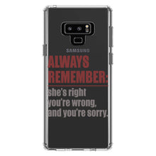 DistinctInk® Clear Shockproof Hybrid Case for Apple iPhone / Samsung Galaxy / Google Pixel - Remember: She's Right You're Wrong