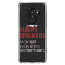DistinctInk® Clear Shockproof Hybrid Case for Apple iPhone / Samsung Galaxy / Google Pixel - Remember: She's Right You're Wrong