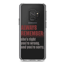 DistinctInk® Clear Shockproof Hybrid Case for Apple iPhone / Samsung Galaxy / Google Pixel - Remember: She's Right You're Wrong