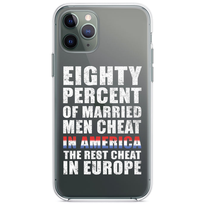 DistinctInk® Clear Shockproof Hybrid Case for Apple iPhone / Samsung Galaxy / Google Pixel - Married Men Cheat in America