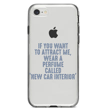 DistinctInk® Clear Shockproof Hybrid Case for Apple iPhone / Samsung Galaxy / Google Pixel - Wear Perfume Called "New Car Interior"