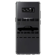 DistinctInk® Clear Shockproof Hybrid Case for Apple iPhone / Samsung Galaxy / Google Pixel - Take Care of the Car, Car Take Care of the Road