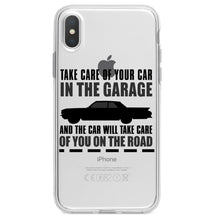 DistinctInk® Clear Shockproof Hybrid Case for Apple iPhone / Samsung Galaxy / Google Pixel - Take Care of the Car, Car Take Care of the Road