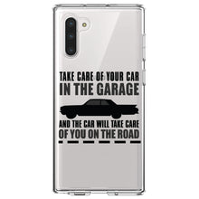 DistinctInk® Clear Shockproof Hybrid Case for Apple iPhone / Samsung Galaxy / Google Pixel - Take Care of the Car, Car Take Care of the Road