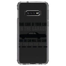 DistinctInk® Clear Shockproof Hybrid Case for Apple iPhone / Samsung Galaxy / Google Pixel - Take Care of the Car, Car Take Care of the Road