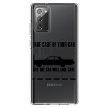 DistinctInk® Clear Shockproof Hybrid Case for Apple iPhone / Samsung Galaxy / Google Pixel - Take Care of the Car, Car Take Care of the Road