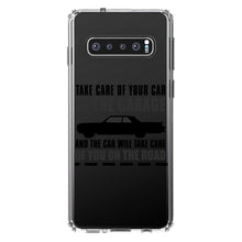 DistinctInk® Clear Shockproof Hybrid Case for Apple iPhone / Samsung Galaxy / Google Pixel - Take Care of the Car, Car Take Care of the Road