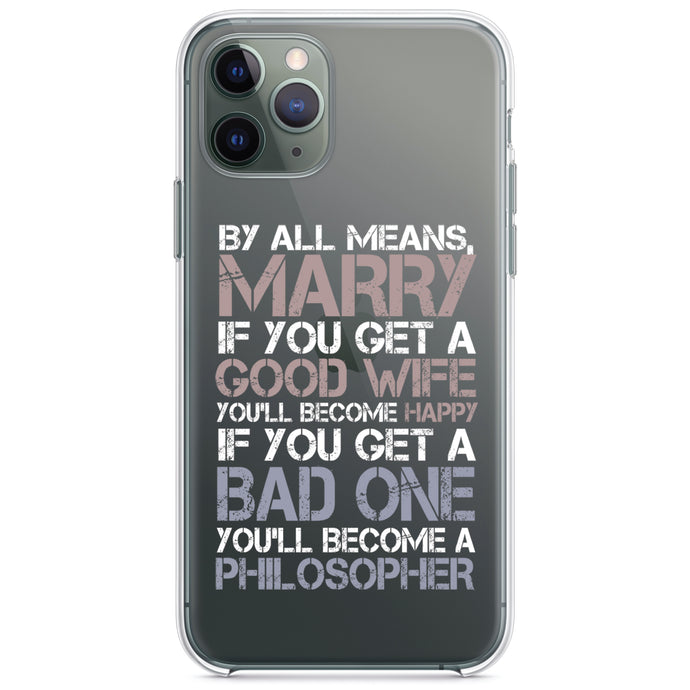 DistinctInk® Clear Shockproof Hybrid Case for Apple iPhone / Samsung Galaxy / Google Pixel - Marry - Good Wife Become Happy