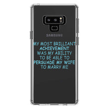 DistinctInk® Clear Shockproof Hybrid Case for Apple iPhone / Samsung Galaxy / Google Pixel - Persuade My Wife to Marry Me