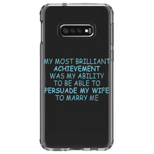 DistinctInk® Clear Shockproof Hybrid Case for Apple iPhone / Samsung Galaxy / Google Pixel - Persuade My Wife to Marry Me