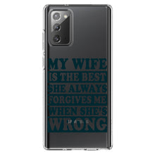 DistinctInk® Clear Shockproof Hybrid Case for Apple iPhone / Samsung Galaxy / Google Pixel - My Wife Is the Best Always Forgives Me