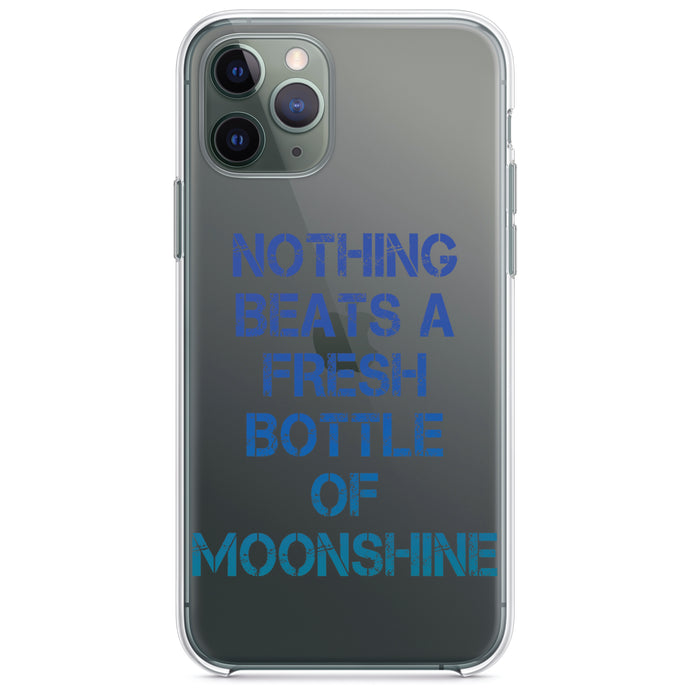 DistinctInk® Clear Shockproof Hybrid Case for Apple iPhone / Samsung Galaxy / Google Pixel - Nothing Beats a Fresh Bottle of Moonshine