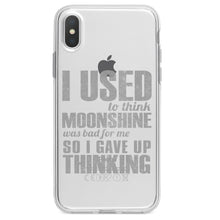 DistinctInk® Clear Shockproof Hybrid Case for Apple iPhone / Samsung Galaxy / Google Pixel - I Used to Think Moonshine Was Bad For Me