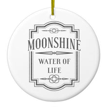 DistinctInk® Hanging Ceramic Christmas Tree Ornament with Gold String - Great Gift / Present - 2 3/4 inch Diameter - Moonshine - Water of Life