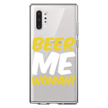 DistinctInk® Clear Shockproof Hybrid Case for Apple iPhone / Samsung Galaxy / Google Pixel - Beer Me Woman!
