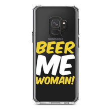 DistinctInk® Clear Shockproof Hybrid Case for Apple iPhone / Samsung Galaxy / Google Pixel - Beer Me Woman!
