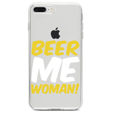 DistinctInk® Clear Shockproof Hybrid Case for Apple iPhone / Samsung Galaxy / Google Pixel - Beer Me Woman!