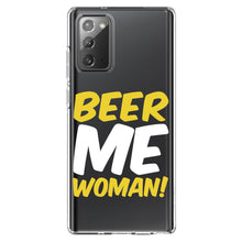 DistinctInk® Clear Shockproof Hybrid Case for Apple iPhone / Samsung Galaxy / Google Pixel - Beer Me Woman!