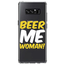 DistinctInk® Clear Shockproof Hybrid Case for Apple iPhone / Samsung Galaxy / Google Pixel - Beer Me Woman!