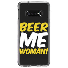 DistinctInk® Clear Shockproof Hybrid Case for Apple iPhone / Samsung Galaxy / Google Pixel - Beer Me Woman!