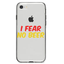 DistinctInk® Clear Shockproof Hybrid Case for Apple iPhone / Samsung Galaxy / Google Pixel - I Fear No Beer