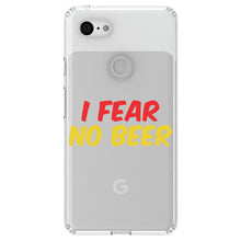 DistinctInk® Clear Shockproof Hybrid Case for Apple iPhone / Samsung Galaxy / Google Pixel - I Fear No Beer